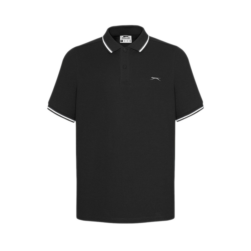 Slazenger Men's Leisure Short Sleeve Tipped Polo Shirts - Black