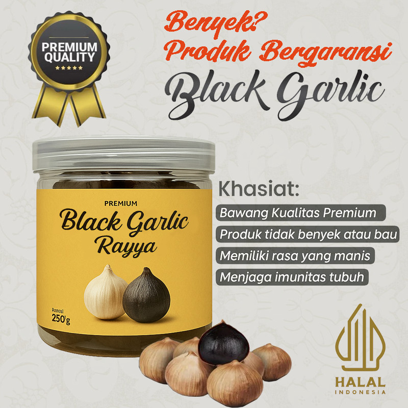 

Mekar_raya Rayya Black Garlic Solo Bawang Hitam Tunggal Premium 250gr Rasa Manis | Kaya Manfaat | Alami | HALAL