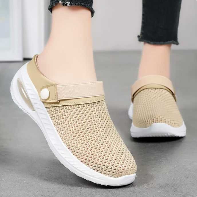 Sepatu Sandal Wanita Import Sepatu Selop Fly Knit Shoes Anti Slip / Sepatu Sandal Wanita Kekinian