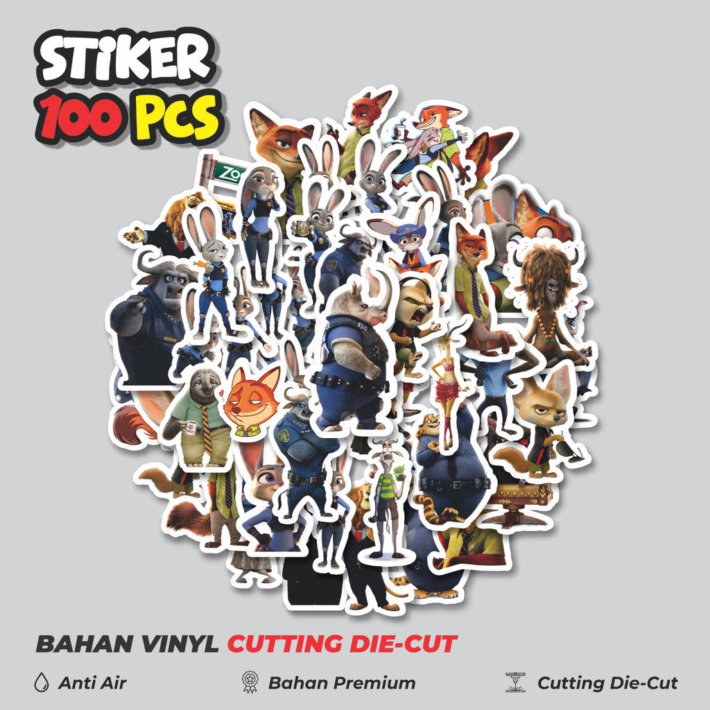 

Terbaru! 50 pcs Stiker Kartun Series Zootopia Dekorasi Lucu Kreatif untuk Notebook, Skateboard, HP