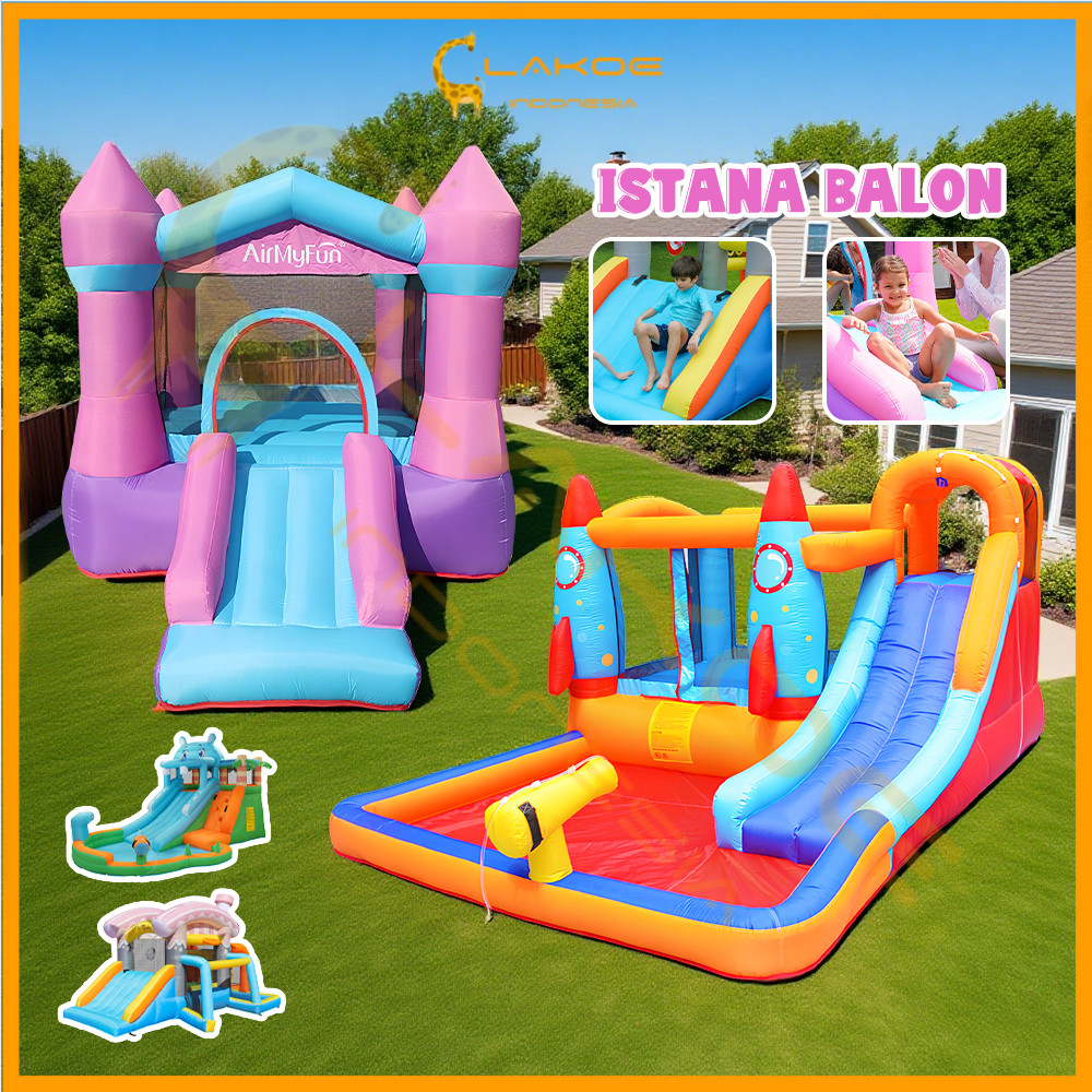 Lakoe Mainan Rumah Istana Balon Trampoline balon Inflatable Jumping Goyang Anak