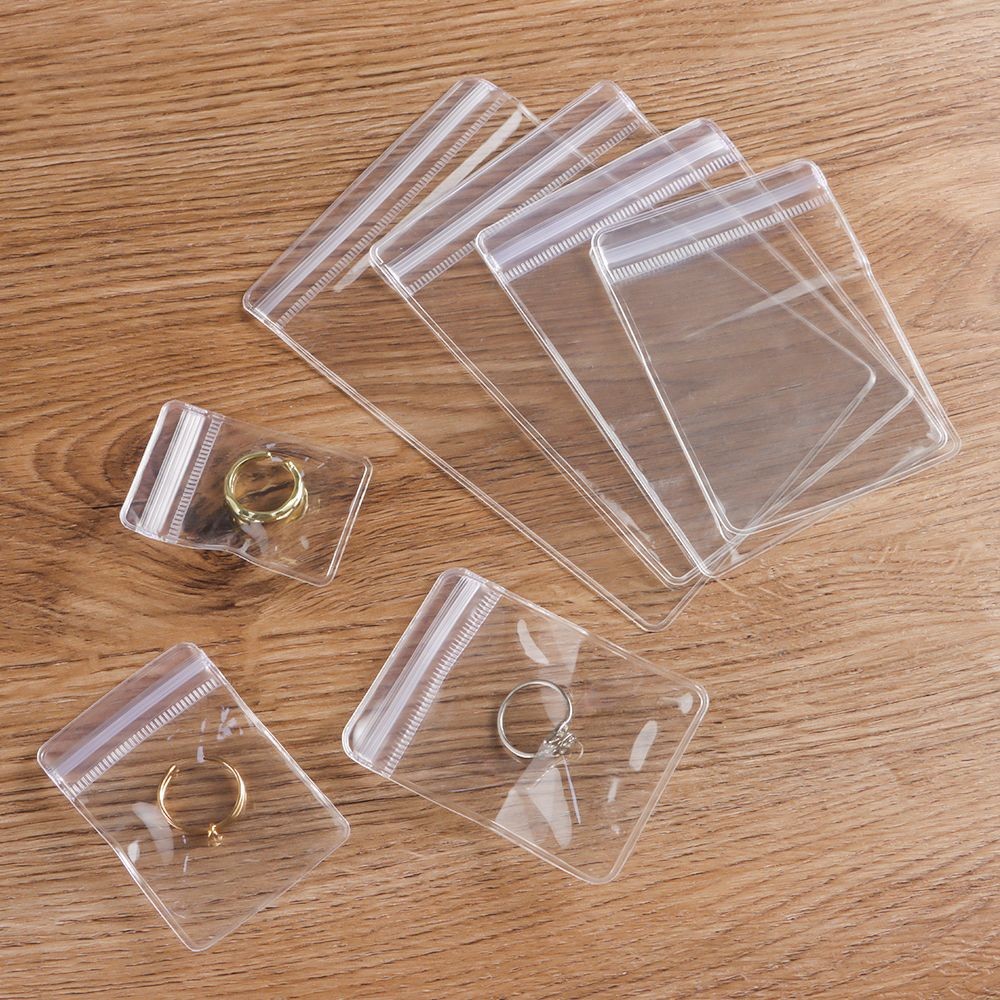 100Pcs PVC Self Sealing Plastic Jewelry Zip Lock Bags Reclosable Thick Transparent Ziplock Gift Pack