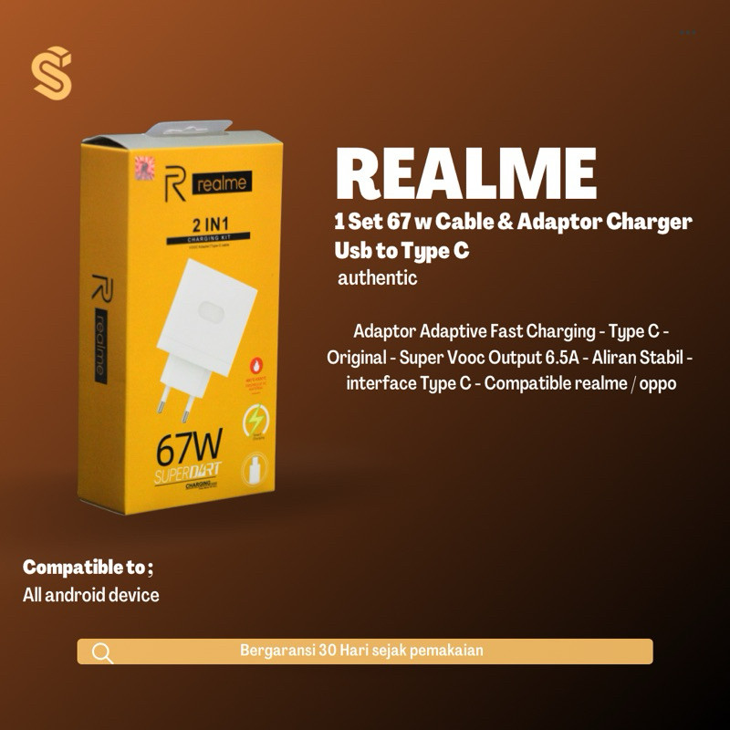 CHARGER REALME 67 WATT TYPE C | SUPERDART FAST CHARGING