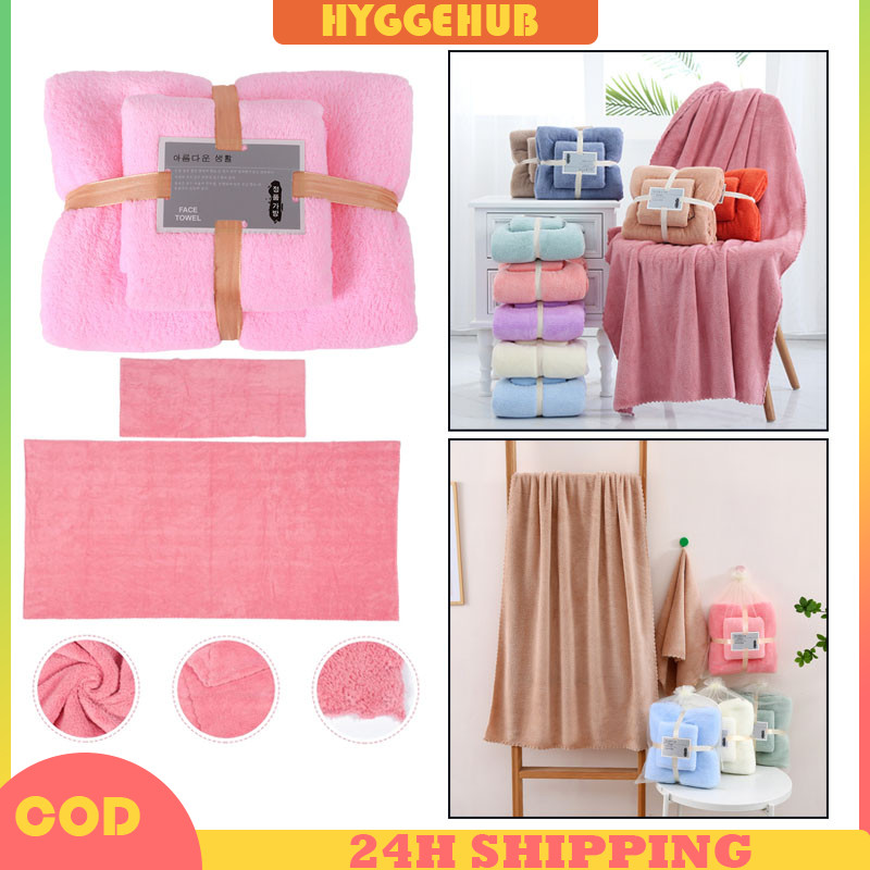 Paket Handuk Set 2in1 Handuk Mandi Dan Wajah Cotton Towel Import  Microfiber Towel Handuk
