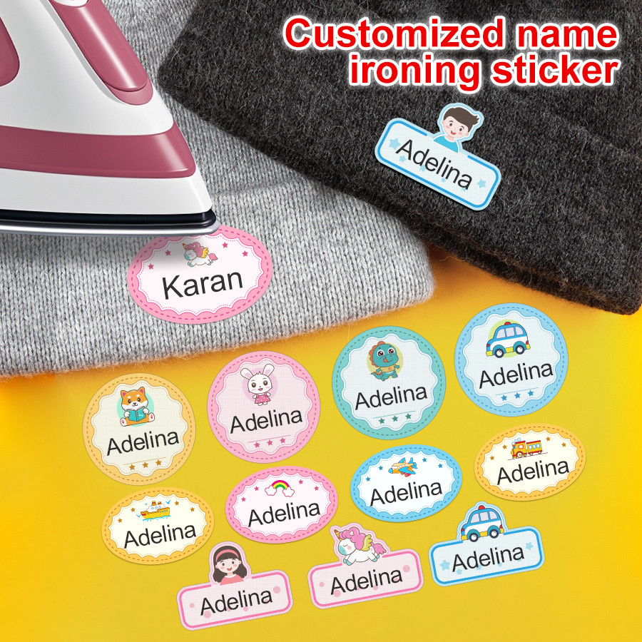 

Customized Name Many styles Sticker For Student Uniform Kids Clothing Bag Sewn Free Ironed SelfAdhesive Personal Name Label Tag