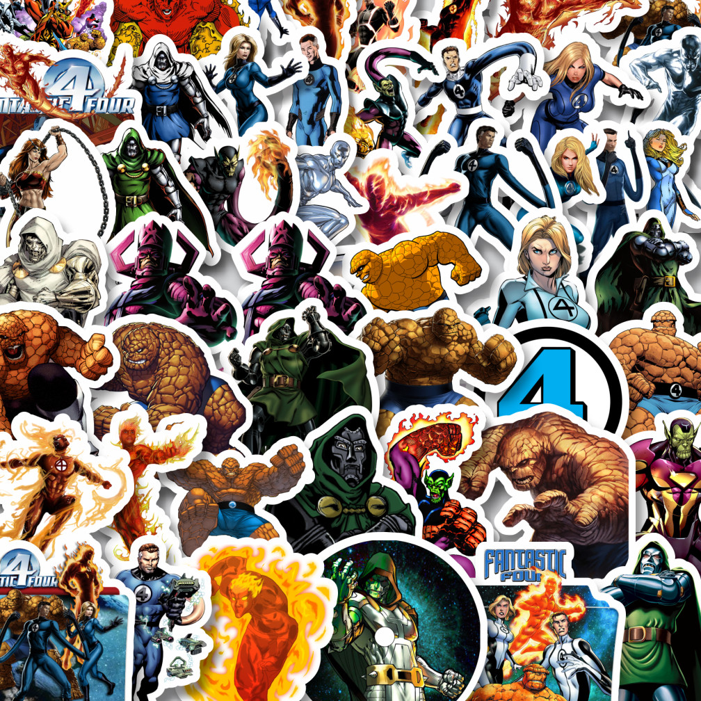 

Stiker Cutting Pack Stiker Marvel Series Fantastic Four Karakter Kartun Mix Isi 100Pcs Series Aesthetic Lucu Keren Untuk Koper Bahan Vynil