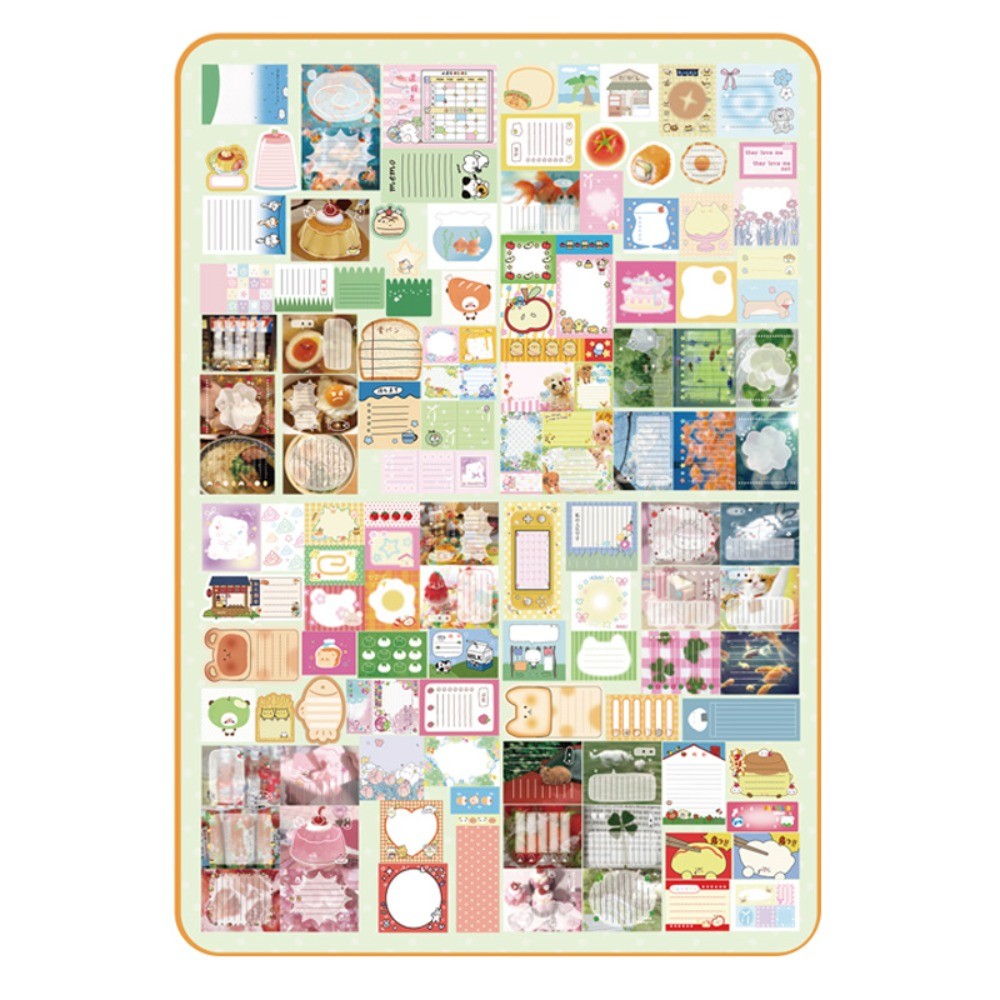 

200Pcs/bag 4 Styles Sticky Notes Material Pack DIY Cartoon Memo Pads Mood Graffiti Seriers Gift Message Paper Diary Decorati