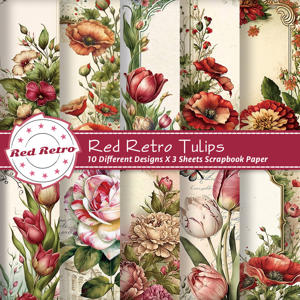 

30pcs Vintage Floral Scrapbook Paper Pad Retro-Themed Decorative Materials for Planner,Bullet Journaling,Junk Journal,DIY Crafts