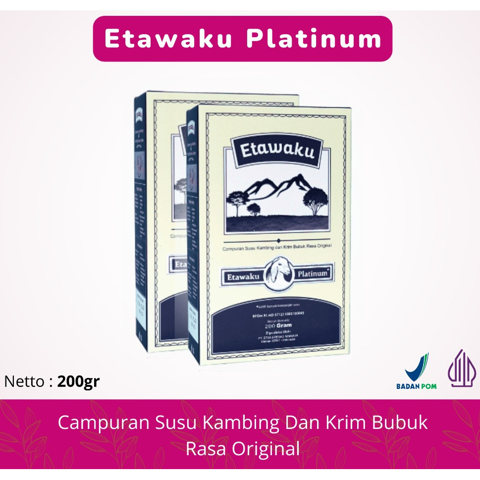 

PAKET 2 BOX ETAWAKU Platinum Susu Kambing Etawa Bubuk 200 Gram Original Bpom