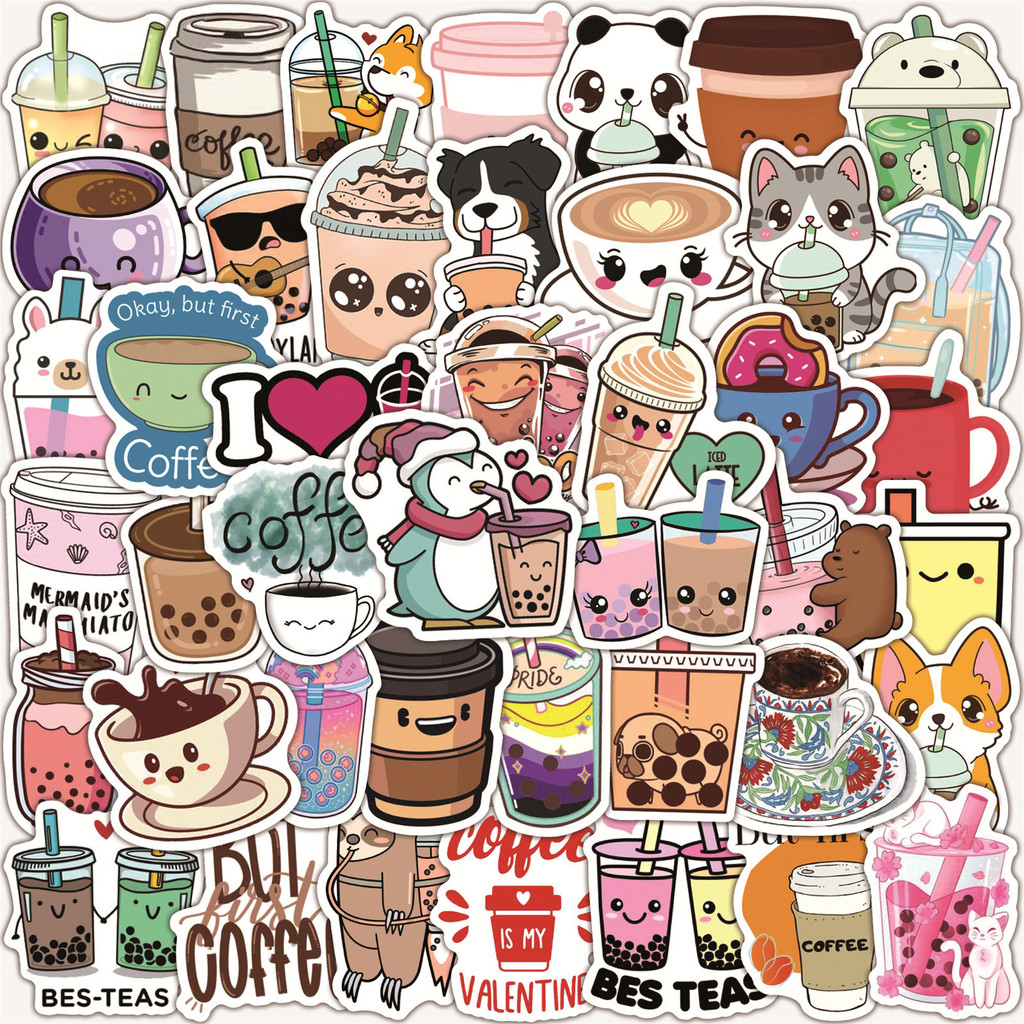 

10/25/50pcs Cute Milk Tea Drink Stickers Graffiti Meme Decals for DIY Suitcase Water Bottle Phone Guitar Laptop Notebook