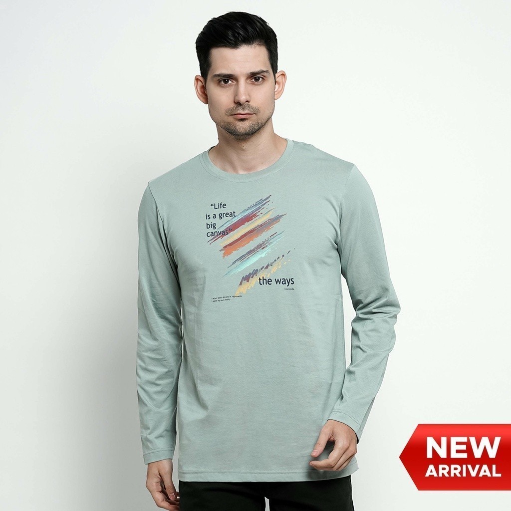 Cressida Kaos Lengan Panjang Pria T-Shirt Longsleeve Graphic Motif Abstrak - TTBDL.CB065G Hijau Muda