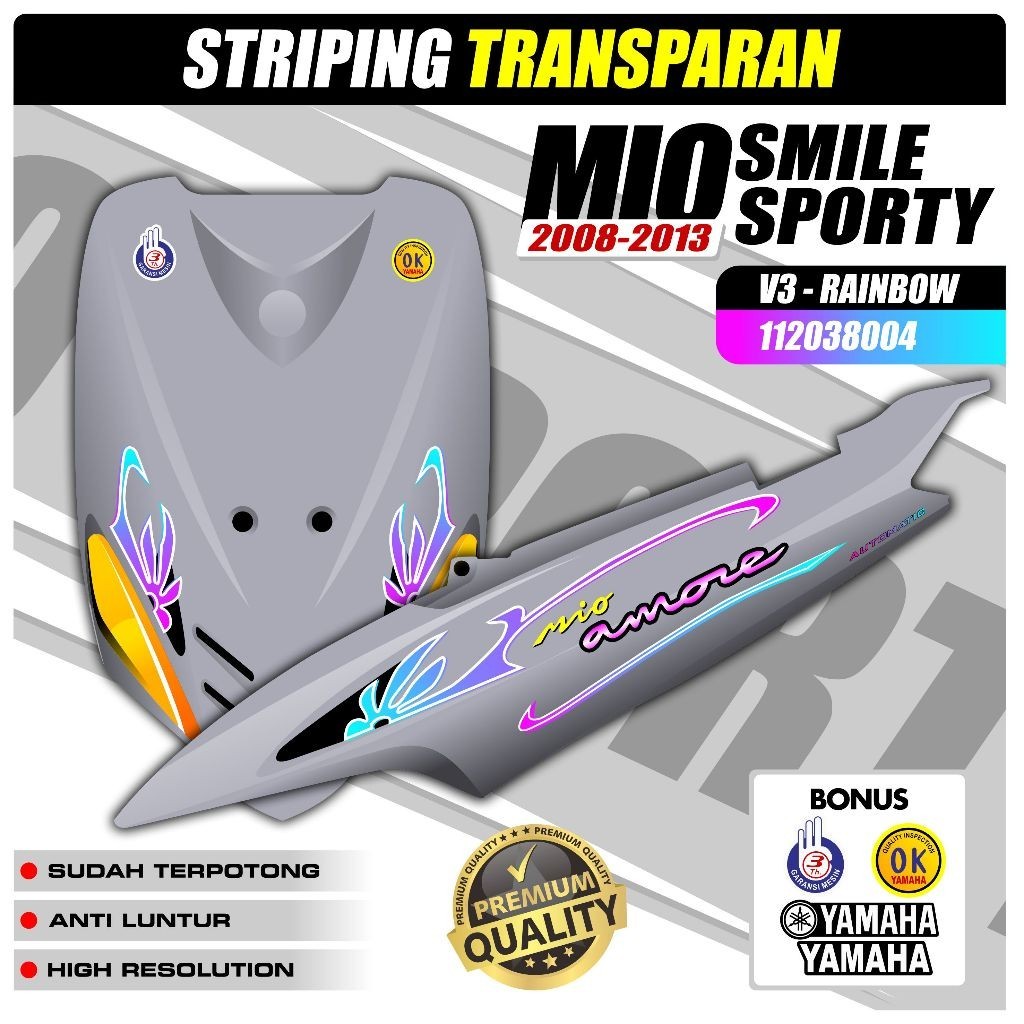 STRIPING MIO SPORTY AMORE STICKER TRANSPARAN MIO SPORTY STIKER MIO SMILE AMORE  MODEL VIETNAM V3