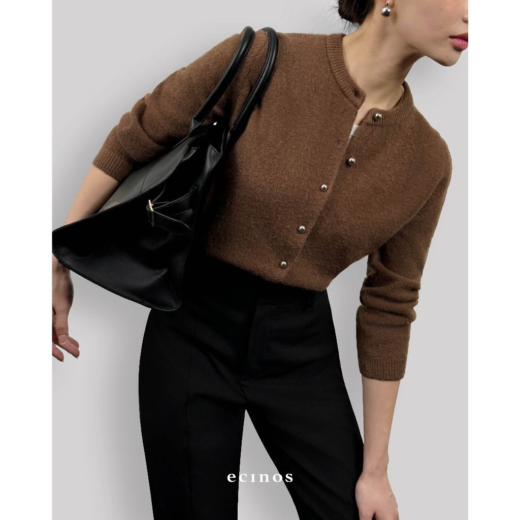 ECINOS - Jennie Hairy Wool Knitted Cardigan | Atasan Wanita | Cardigan Wanita