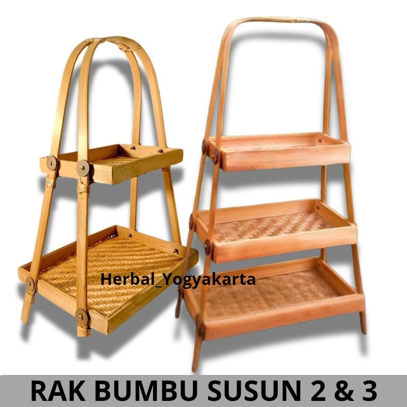 Rak Bumbu kotak susun 2 & 3 - Rak Bawang Kotak Susun 2 & 3 - Rak Dapur Bambu Susun - Tempat Anyaman 