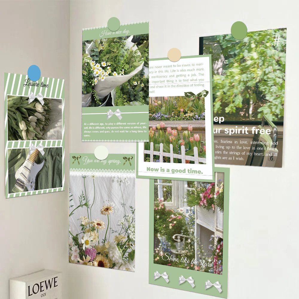 

10pcs jasmine green card indoor bedroom wall photo backdrop material warm message postcard