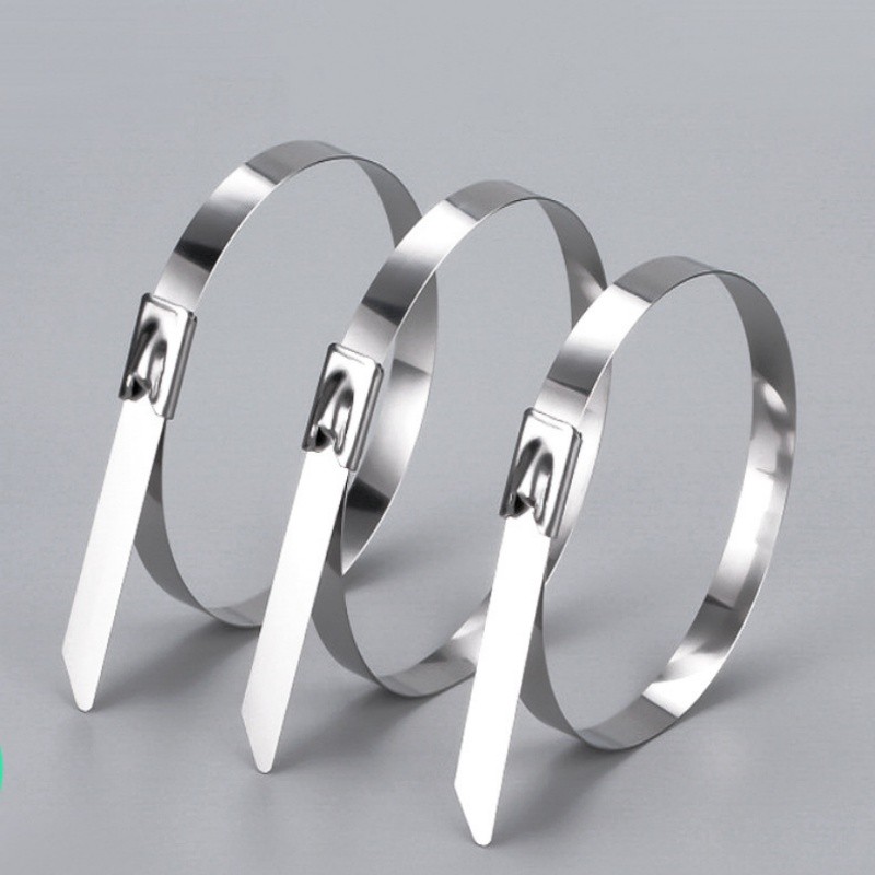 

100PCS 304 Stainless Steel Cable Ties Width 10mm Banding Self-locking Zip Ties Loop Wire Multifunctional Tensioning Tool