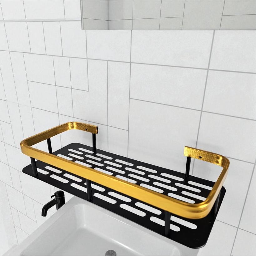 Rak Gantung Aluminium Dinding Kamar Mandi Dapur Tempel Tanpa Paku