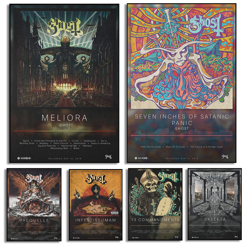 

Heavy Metal Music Band Ghost Classic Music Album Tracklists Poster Canvas Painting Wall Art Pictures Home Dorm Decor Fans Gift