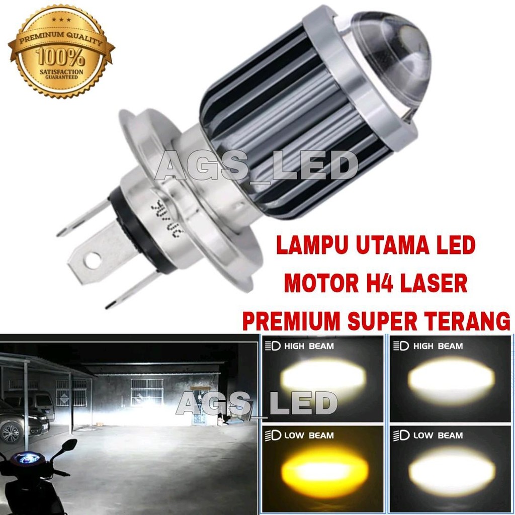 BOHLAM UTAMA LED MOTOR H4 LASER SUPER TERANG / LAMPU UTAMA LED LASER H4 /LAMPU DEOAN MOTOR H4 /LAMPU