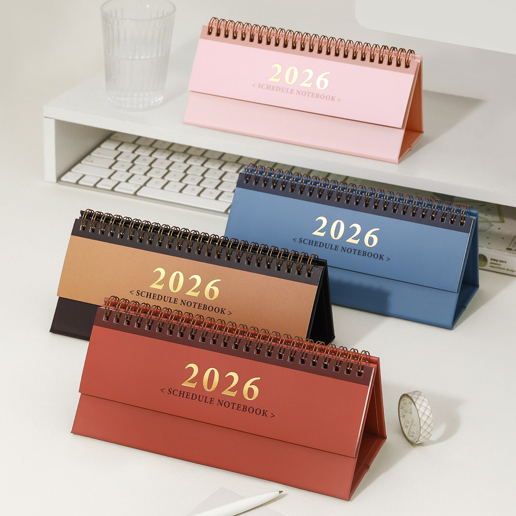 

2025.10~2026.12 Kawaii 2026 Horizontal Simple Wall Calendar Small Desk Calendar Planner Desktop Decoration Office Stationery