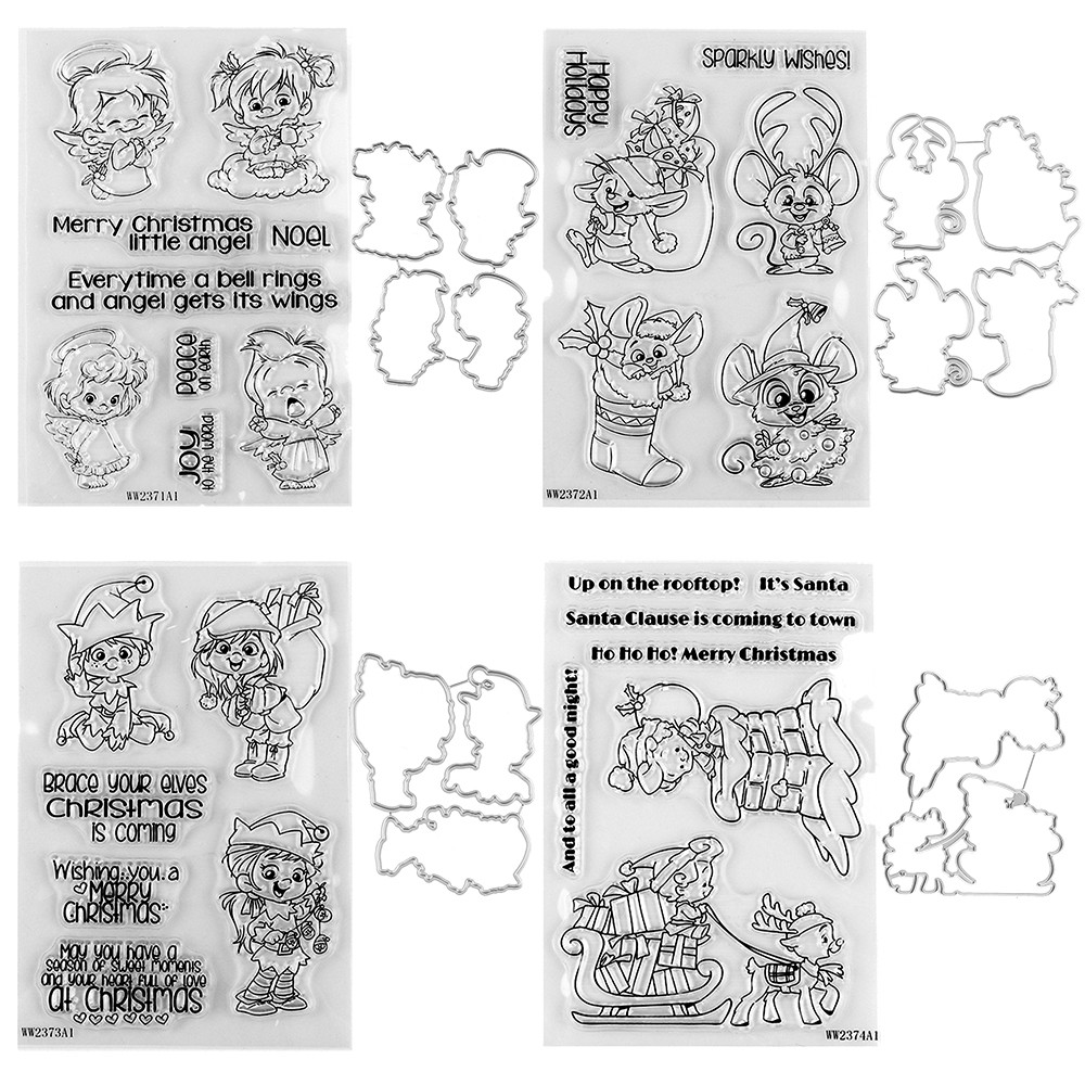 

Merry Little Angel Noel Metal Cutting Dies/Clear Stamp DIY Crafts Card Album Making Scrapbooking Stencil New 2024