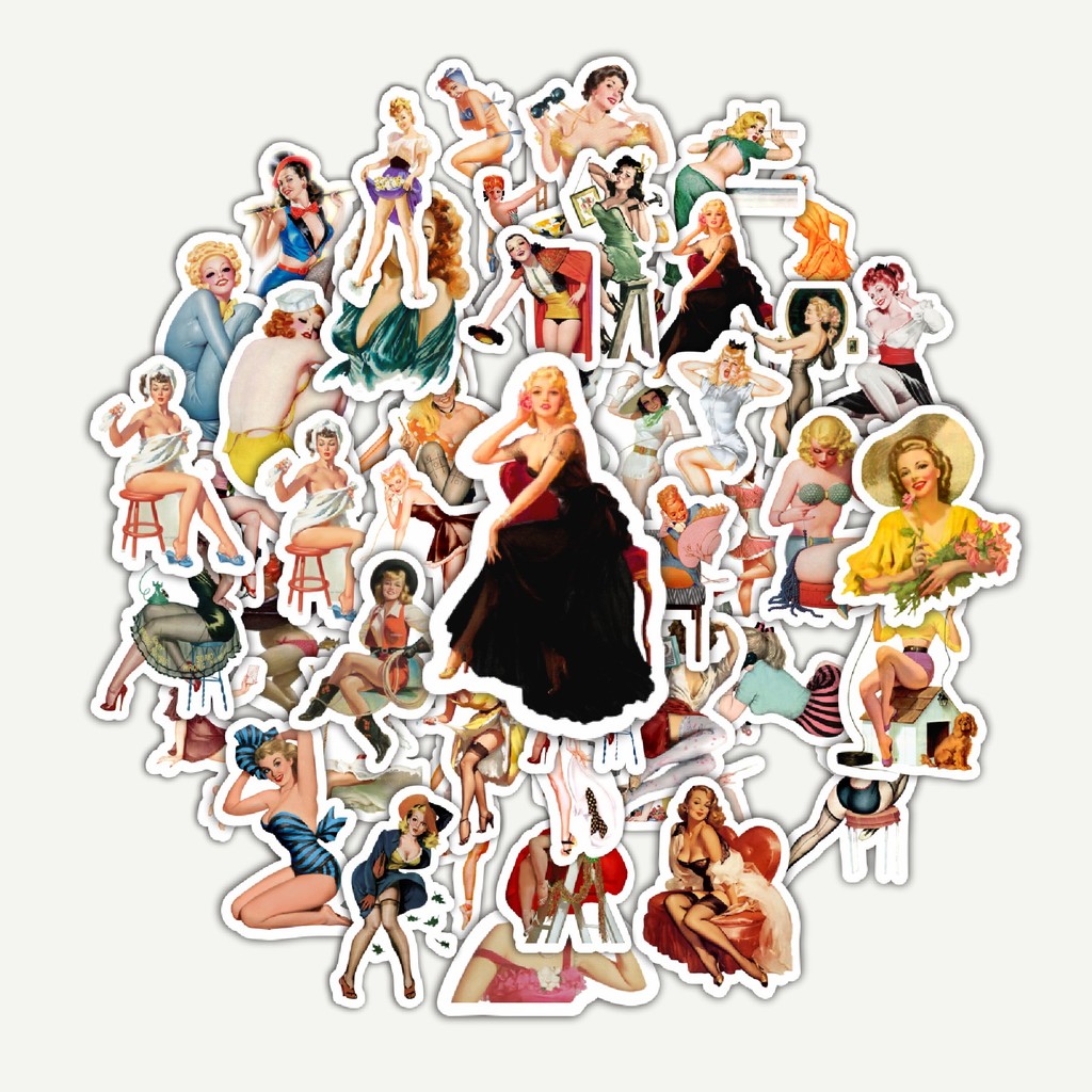 

Sticker Pack Stiker Vintage Retro Pinup Girls Illustration Mix 1 | Sticker TUMBLR | Stiker LAPTOP KOPER HELM