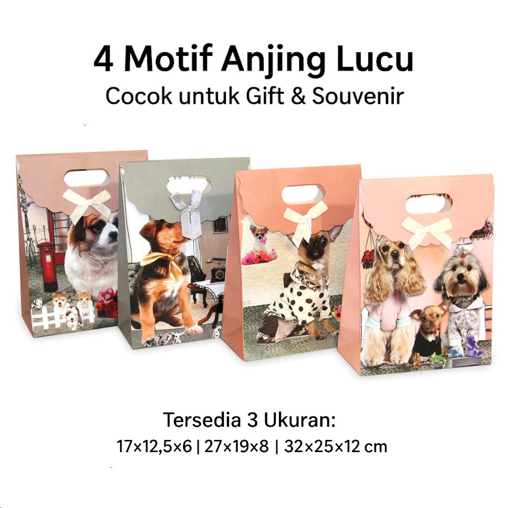 

Tas Kertas Kado Motif Anabul Anjing Lucu – Gift Bag Tema Dog Hewan Imut Berkualitas untuk Bungkus Hadiah Ulang Tahun, Pernikahan, Souvenir, Baby Shower, Anniversary, Event Spesial, Kantong Kertas Ramah Lingkungan, Desain Unik Elegan Menarik untuk Kemasan