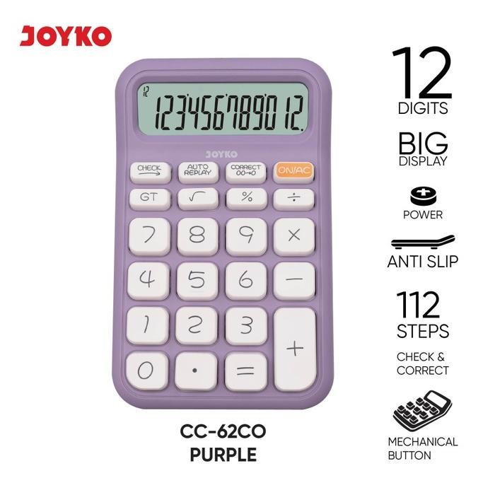 

⪩ PROMO⪨Limited Stok [kuyamol] Kalkulator Stylist JOYKO CC-62CO Calculator Pastel Color Fancy CC64CO - PURPLE