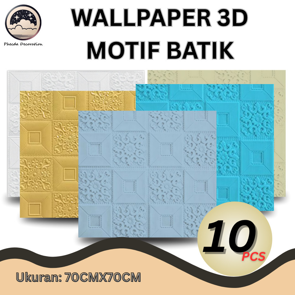 (10 Lembar)Wallpaper 3D Stiker Dinding / Wallpaper dinding kamarList dinding 70*70cm / Wallfoam dind