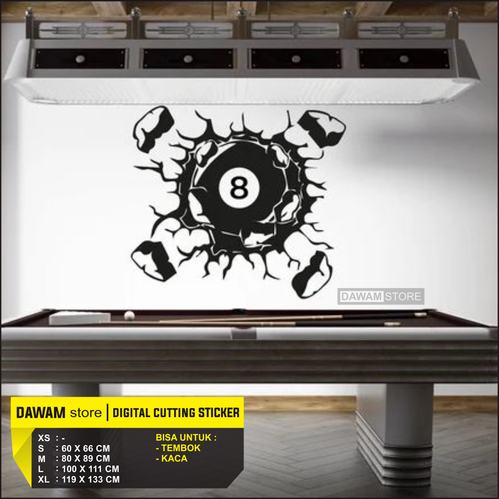 Sticker Billiard Wallsticker Dekorasi Dinding Kaca Meja Biliard