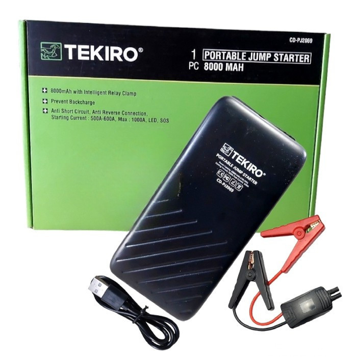 Tekiro Portable Jump Starter 8000 MAH / Alat Kejut Listrik Aki Mobil