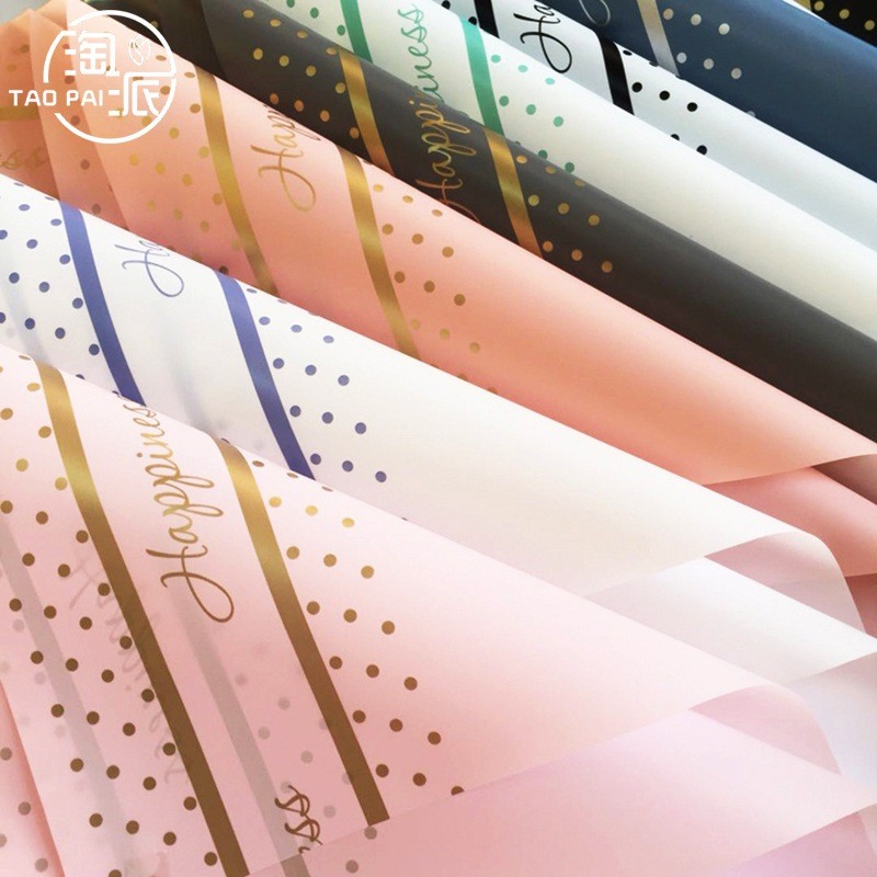 

[ 20 LEMBAR ] Kertas buket bunga Cellophane Motif polkadot Garis Flower Paper Wrapping KB6077