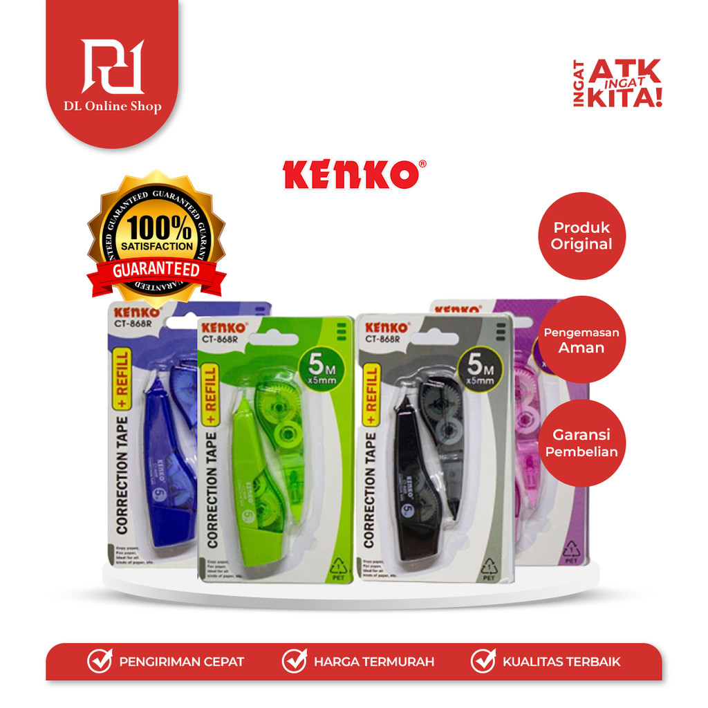 

KENKO PITA KOREKSI + ISI ULANG/ CORRECTION TAPE + REFILL CT-868R [5M x 5mm] (1PC)