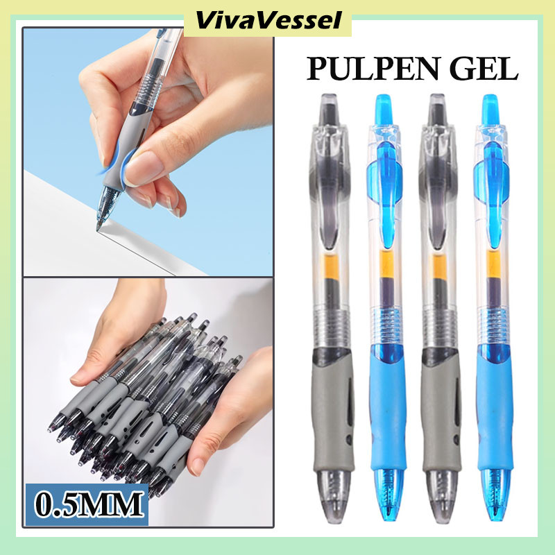 

10PCS Pena Pen Pencet Tinta Cair/Pena PulPen Gel 0.5MM Pulpen Pencet/Round Tip Bolpoin Sakira/Retractable Pen