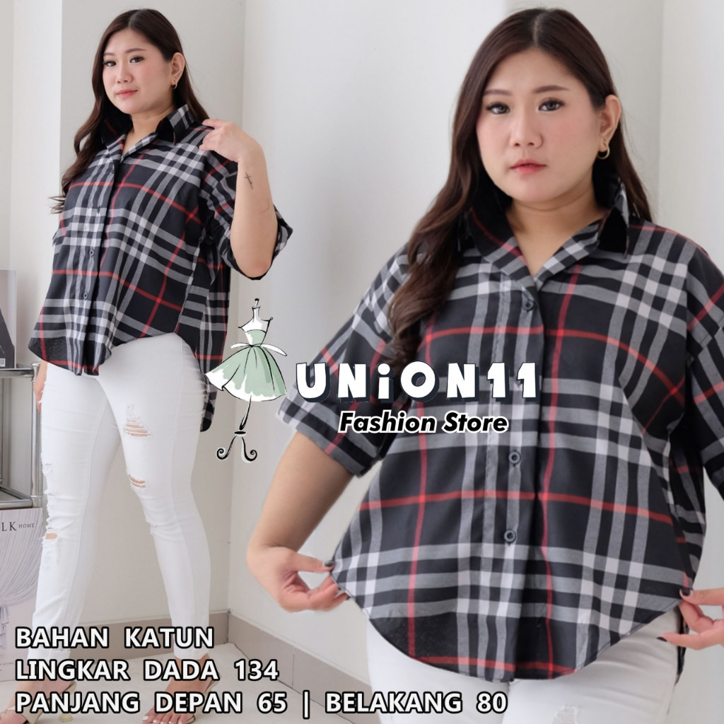 [𝗗𝘆𝗻𝗮𝗿𝗮]  KEMEJA JUMBO XXXXL WANITA LD 130 /  ATASAN JUMBO WANITA LD 130 / KEMEJA WANITA JUMBO LD 13
