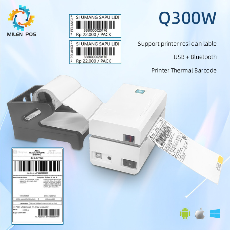 Printer Barcode Q300  Bluetooth Resi Label Thermal 80mm/printer thermal resi