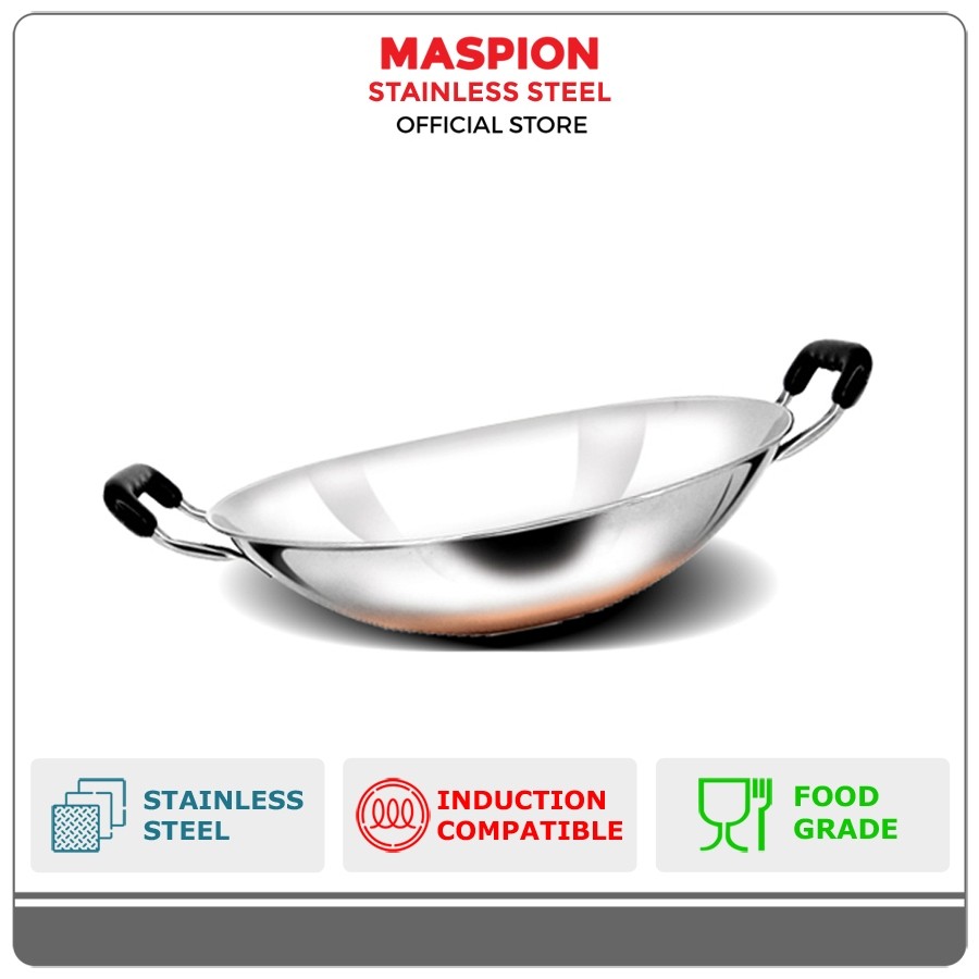 Terlaris Maspion Wajan Stainless Steel Chainess Wok 30 cm