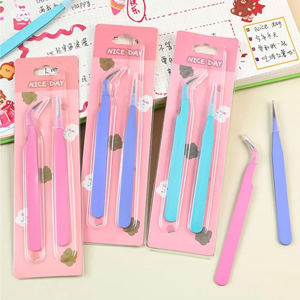 

2pcs/set Scrapbooking Tool Ins Simplicity Korean Creative Tweezers Macaroon Color Stationery Sticker Clip Student Supplies