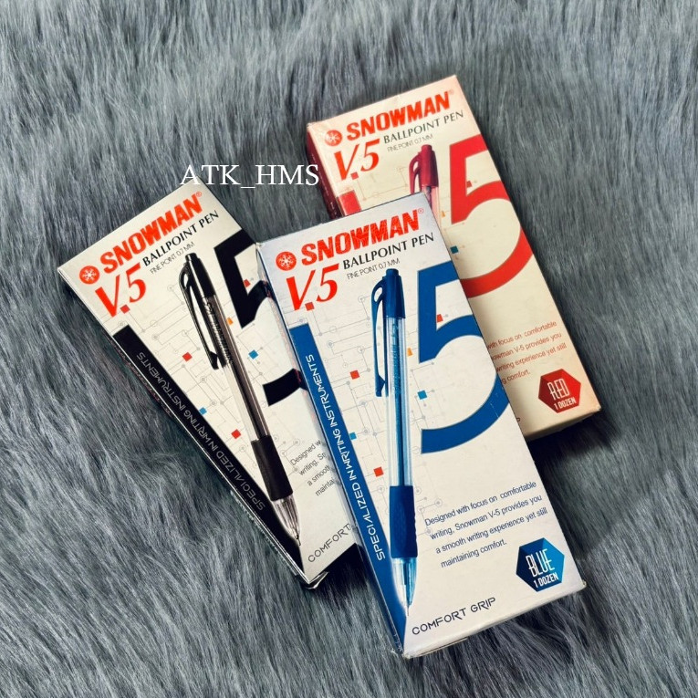 

[Per 12] Pulpen Snowman V5 / V-5 0.7mm (Hitam / Merah/ Biru)