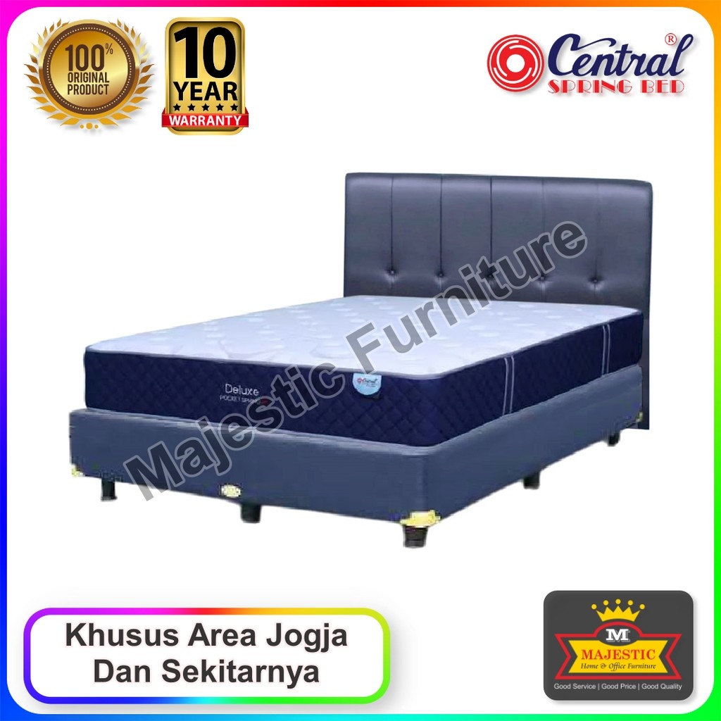 Set Spring Bed Central Deluxe Pocket - Oscar X1 - 90/100/120/160/180/200 - Jogja (Tebal 31 cm, Garan