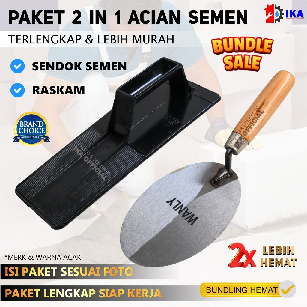 Satu Paket Raskam Atom Penghalus semen Dan Sekop Semen Ukuran panjang / Satu Set Raskan Dan Semen / 