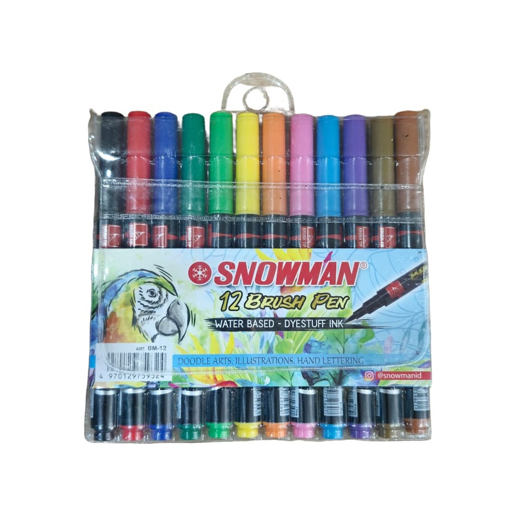 

SNOWMAN 12 BRUSHPEN / BRUSH PEN / KUAS KALIGRAFI WARNA 12