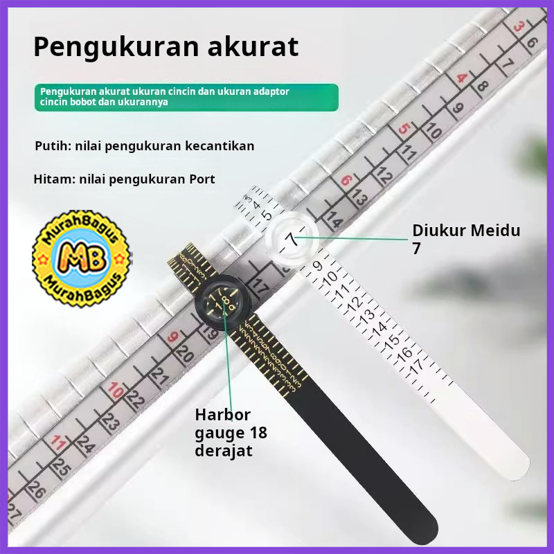 

Alat ukur lingkar cincin dengan cermin untuk mengukur ukuran AS dan ukuran jari