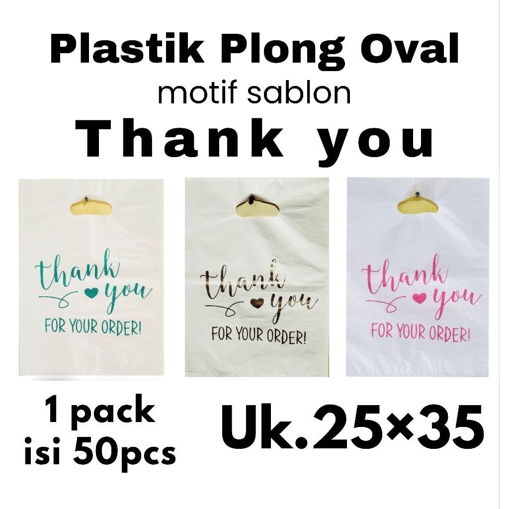 

50pcs kantong plastik PE putih motif sablon thank you 1 | plastik packing | plastik online shop | motif sablon thank you
