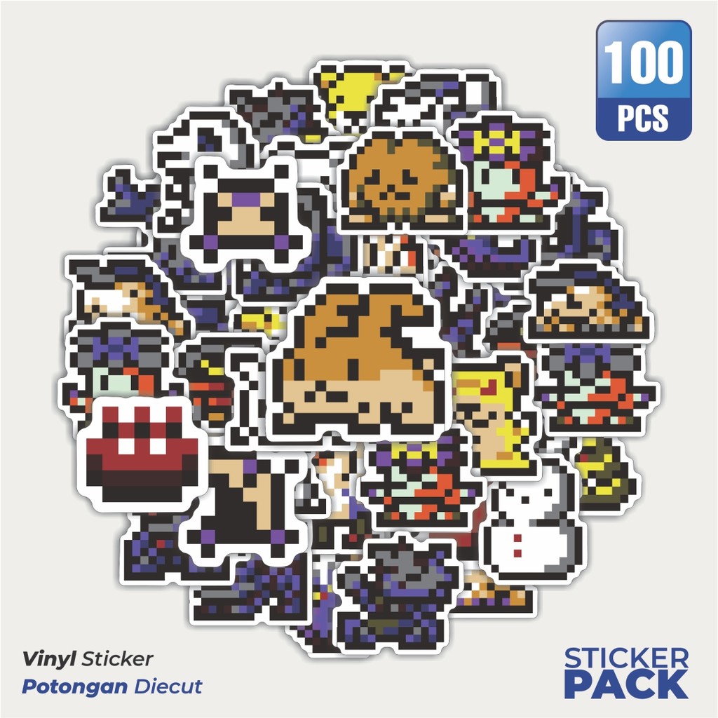 

100 PCS STIKER Stiker Pixel Digimon V53 Waterproof Aesthetic- Untuk Laptop, Motor, dan Helm - Paper Stationery Pack