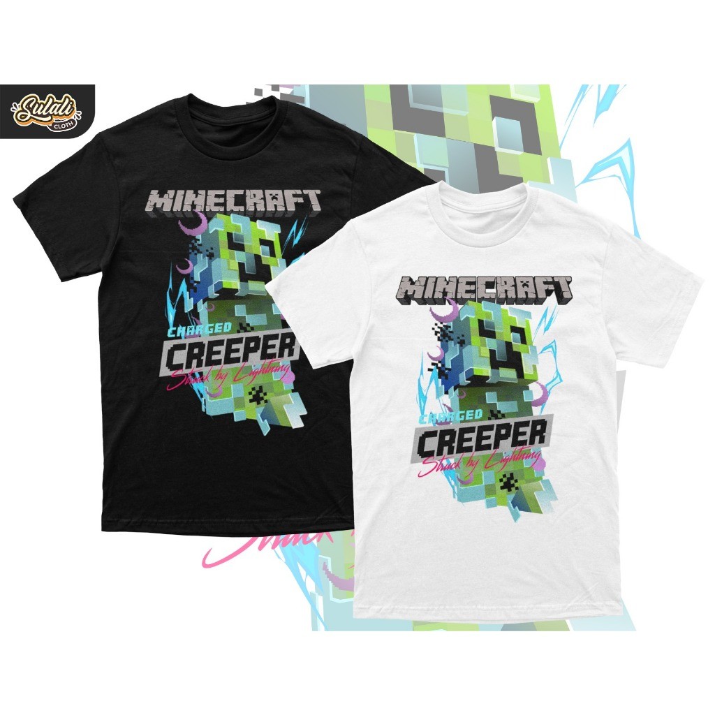Cash Clothing Baju Kaos Anak Anime Minecraft Creeper Combed Usia 1-12 Tahun