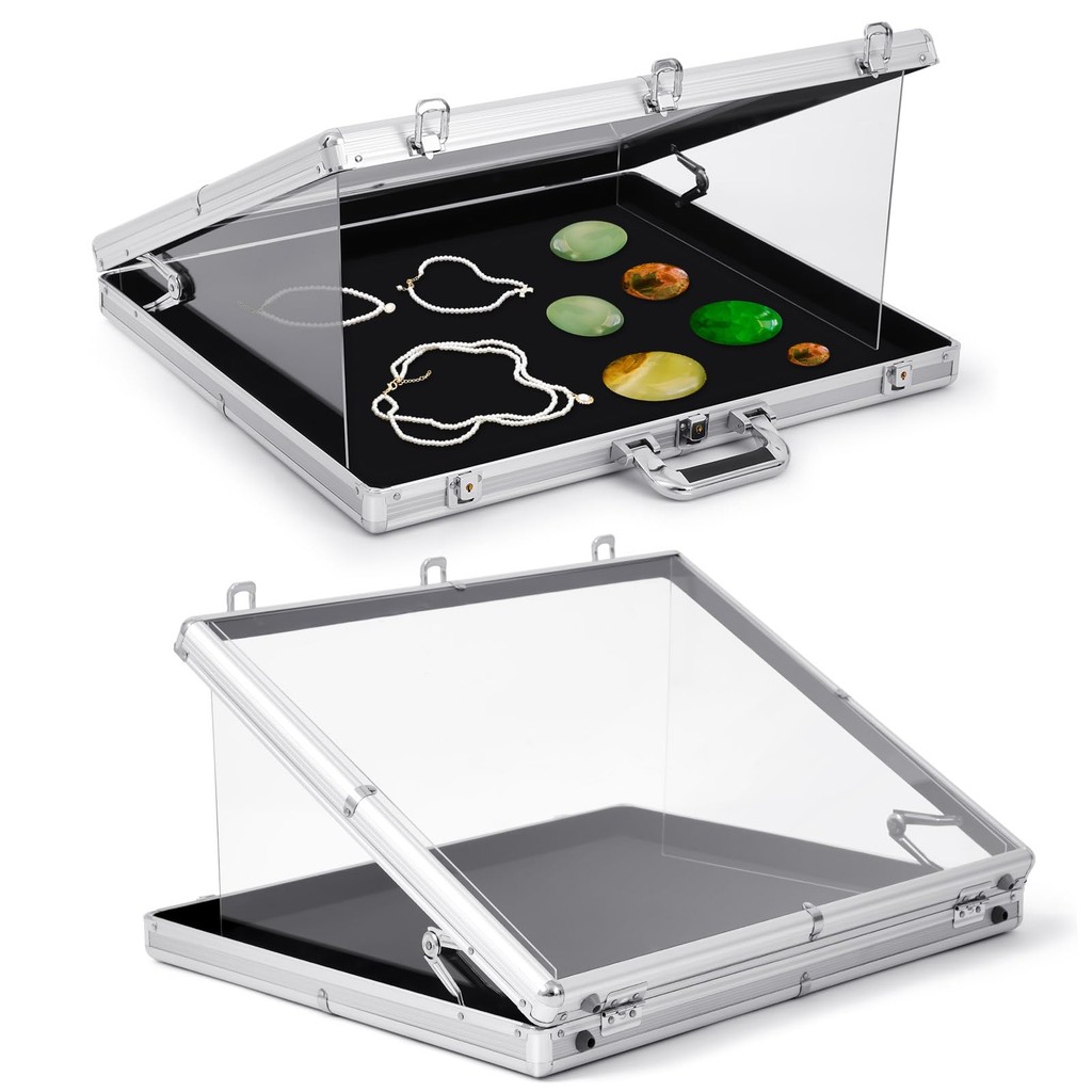 Trade Show Display Case Sports Card Portable Aluminum Showcase Table Top Locking Display Case for Je