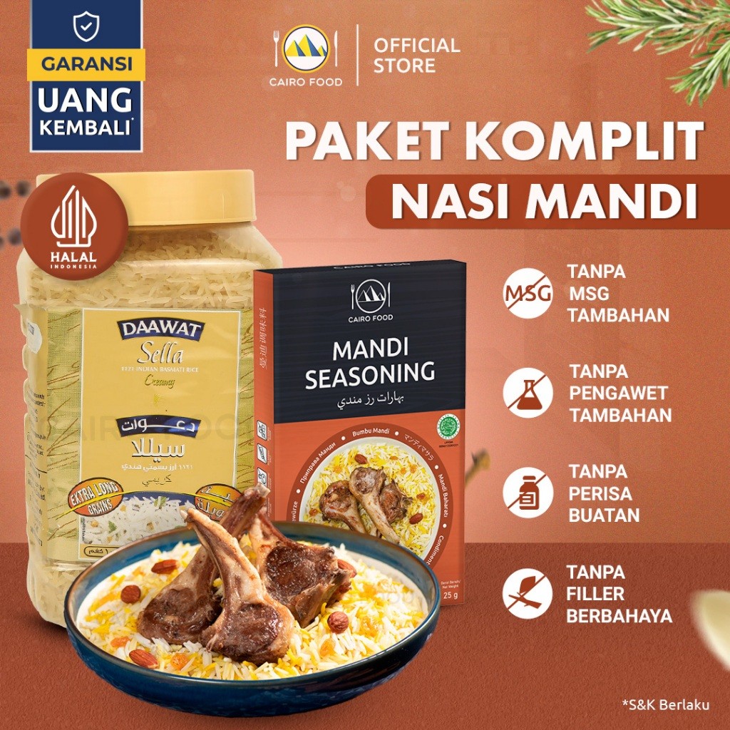 

Paket Komplit Nasi Mandi Sehat – Tanpa MSG, 100% Rempah Murni | Cairo Food