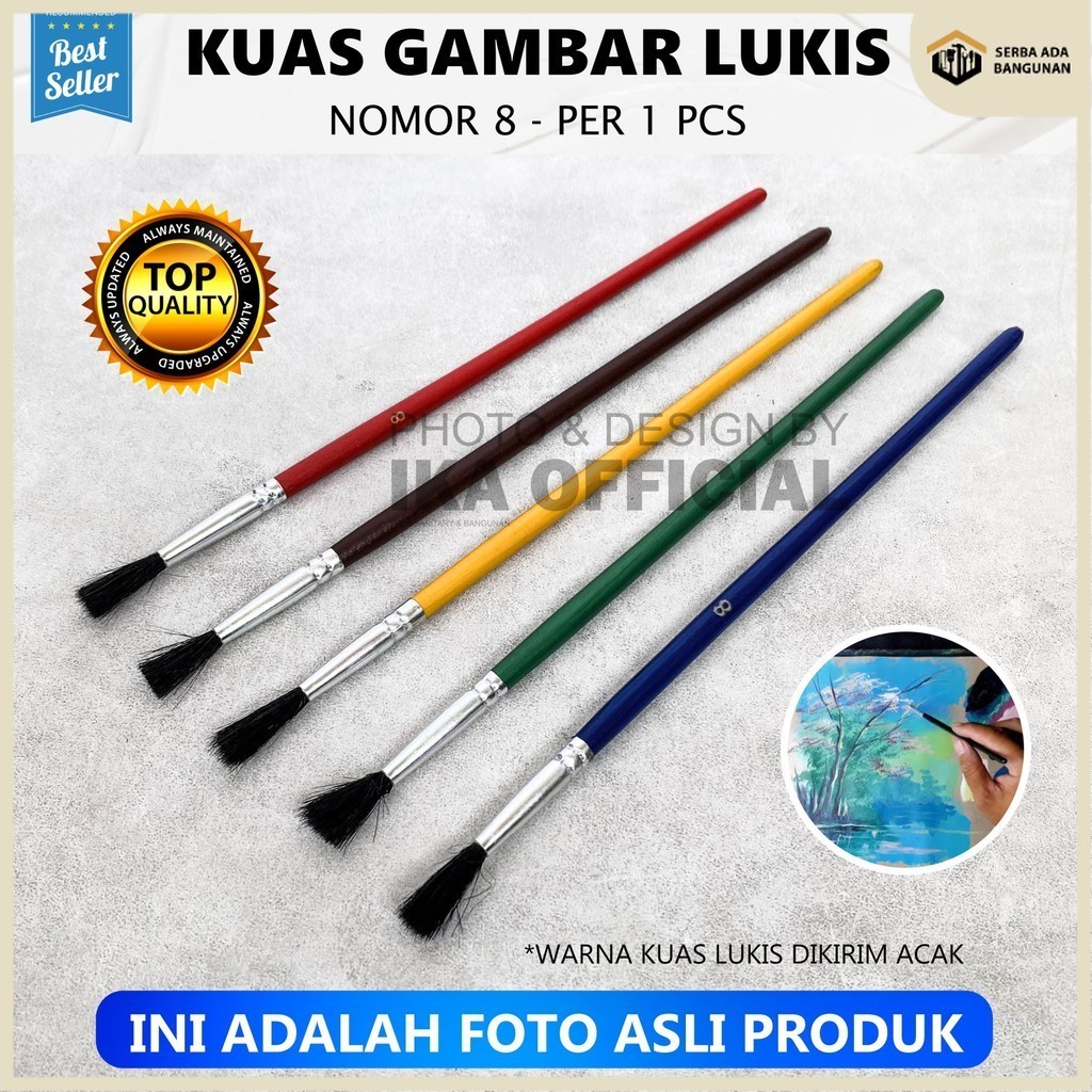 

SAB Kuas Lukis Hitam No8 / Kuas Cat Lukis / Kuas Cat Air / Painting brushes, kuas lukis, kuas untuk melukis / Kuas Cat Akrilik / Brush / Kuas Lukis Cat Air Paint Brush Nilon Ujung Pointed dan Flat / Kuas Kecil Lancip Datar Art Brush Cat Minyak Akrilik