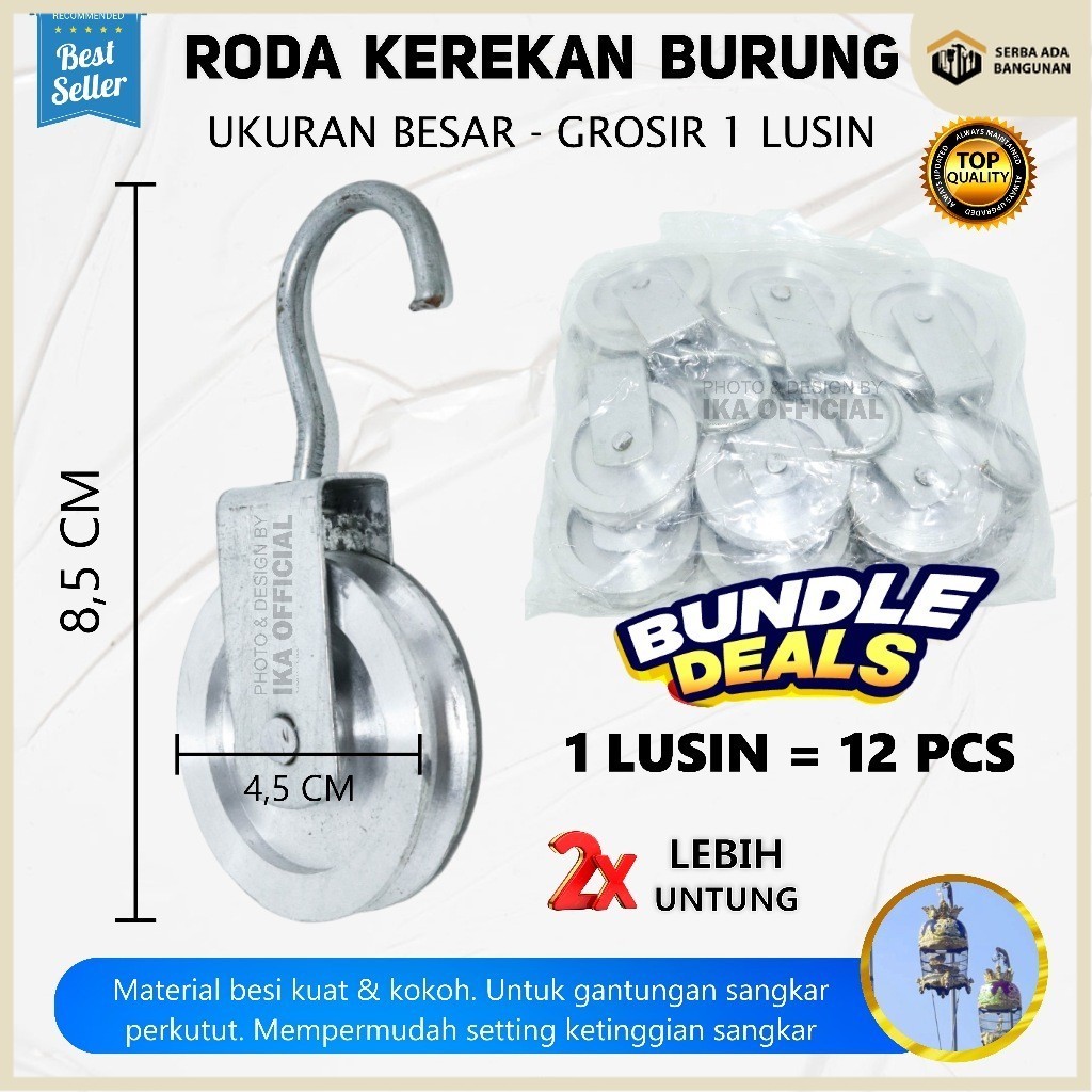 SAB 12 PCS KATROL RODA BESAR KEREKAN SANGKAR KANDANG BURUNG PERKUTUT SEMPATI KATROL BESI KEREKAN TIA